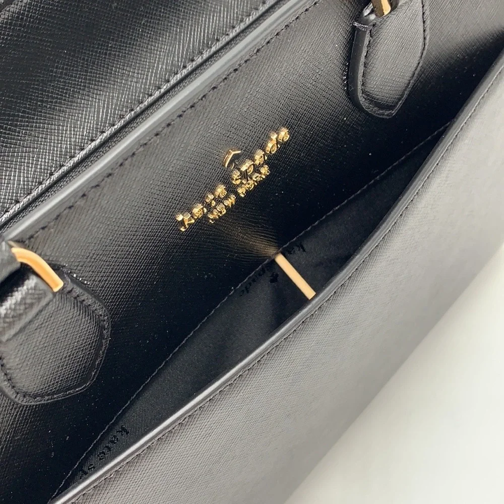 KATE SPADE Madison Saffiano Leather Medium Satchel BLACK COLOR